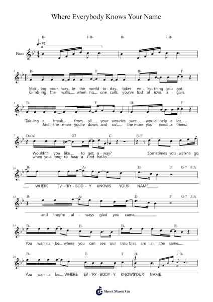 Where Everybody Knows Your Name Sheet Music by Gary Portnoy/Judy Hart Angelo-Arr.Aumeo Glennrine