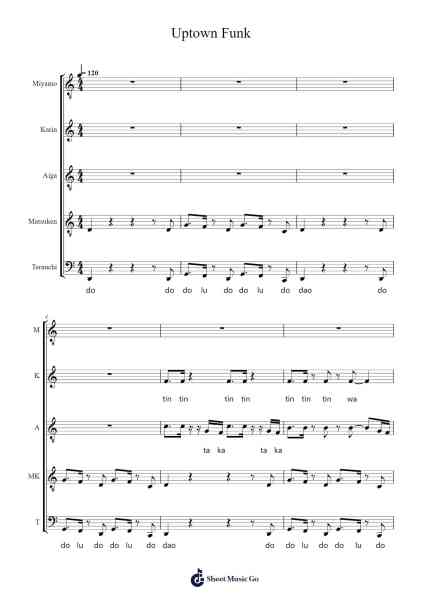 Uptown Funk Sheet Music by -Arr.Hornwald