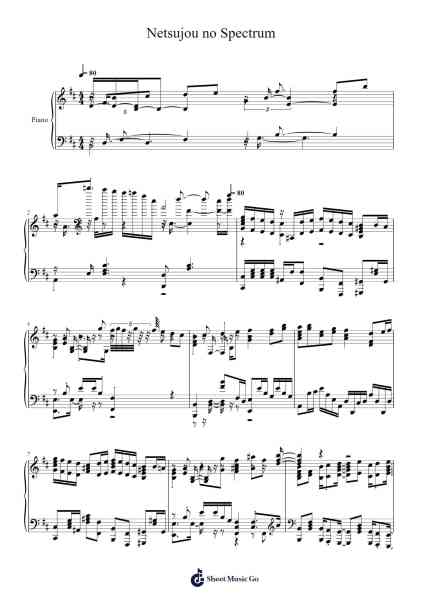 Netsujou no Spectrum Sheet Music by Ikimono-Gakari-Arr.Roxantab Mushaw