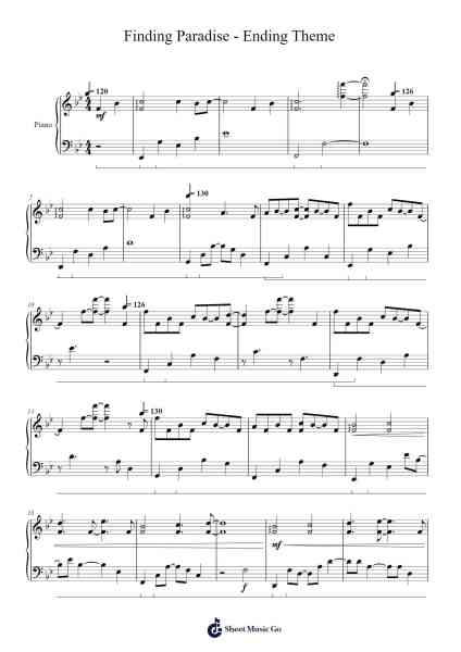 Finding Paradise - Ending Theme Sheet Music by Kan "Reives" Gao-Arr.Nestowe Yorkse