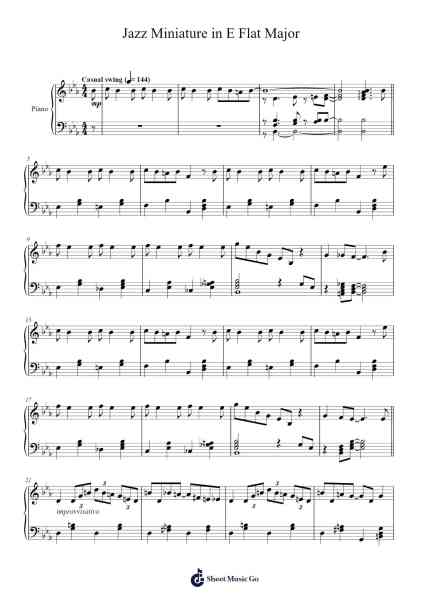Jazz Miniature in E Flat Major Sheet Music by Cookeda-Arr.Reedtrine Gunnix