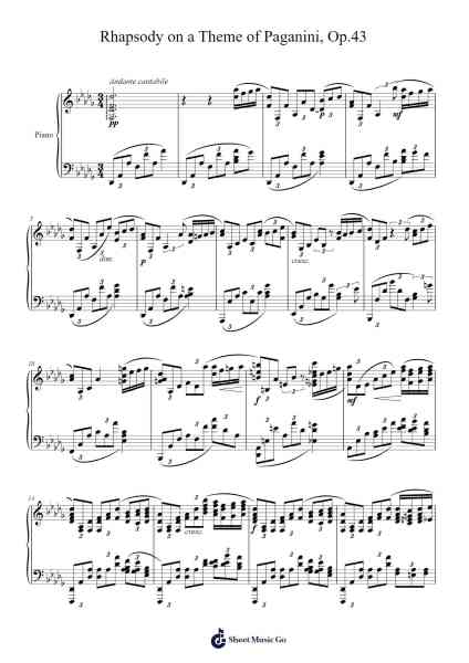 Rhapsody on a Theme of Paganini, Op. 43: Eighteenth Variation Sheet Music by Sergei Rachmaninoff-Arr.Sherrah Birroll