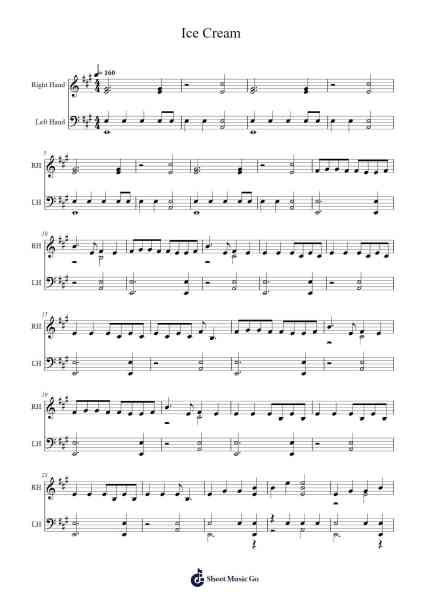 Ice Cream Sheet Music by BLACKPINK-Arr.Junerald