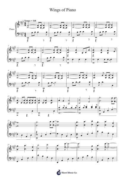 Wings of Piano Sheet Music by V.K-Arr.Dolamb Strafay