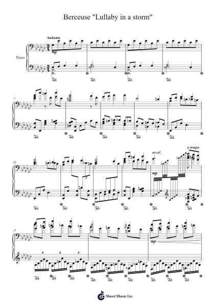 Berceuse "Lullaby in a Storm", Op. 54, No. 10 Sheet Music by Pyotr Ilyich Tchaikovsky-Arr.Evejob