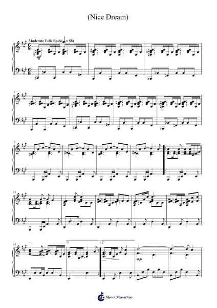(Nice Dream) 楽譜 by Radiohead-Arr.Thomfrank Springper