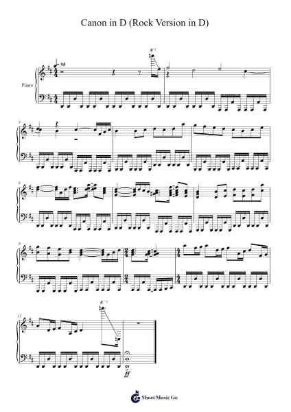 Canon in D (Rock Version in D) 樂譜由 Johann Pachelbel - 編曲 Burkim Diaqy