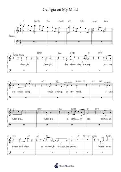 Georgia on My Mind Sheet Music by Ray Charles-Arr.Maugvia Browninglogg