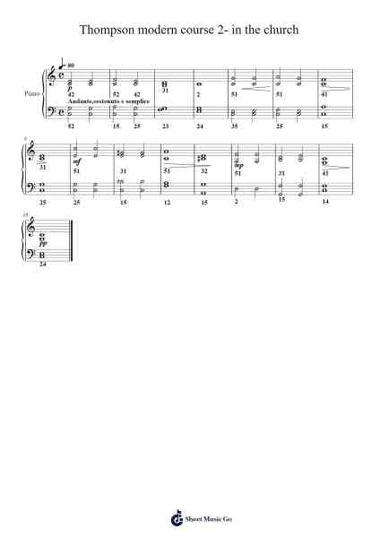Thompson modern course 2- in the church Sheet Music by John Thompson-Arr.Huce Earlville