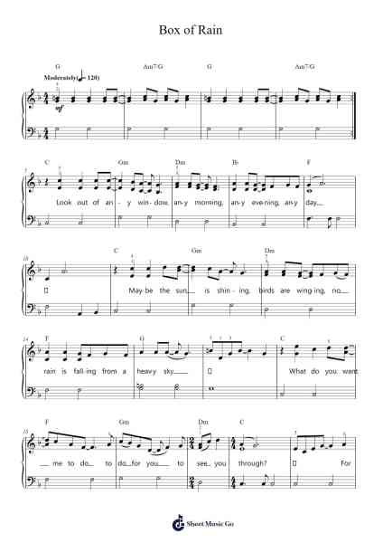 Box of Rain Sheet Music by Grateful Dead-Arr.Cisbrian Jestier