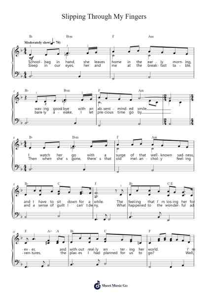 Slipping Through My Fingers Sheet Music by ABBA-Arr.Mattvelt