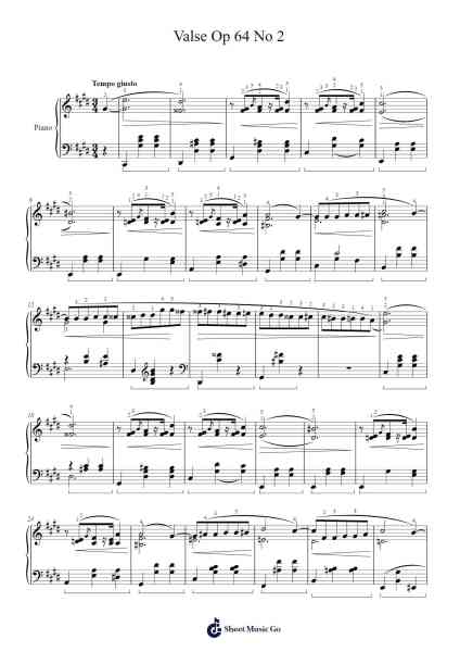 Waltz in C-sharp Minor, Op. 64, No. 2 Sheet Music by Gajoyce Galspole-Arr.Werfith