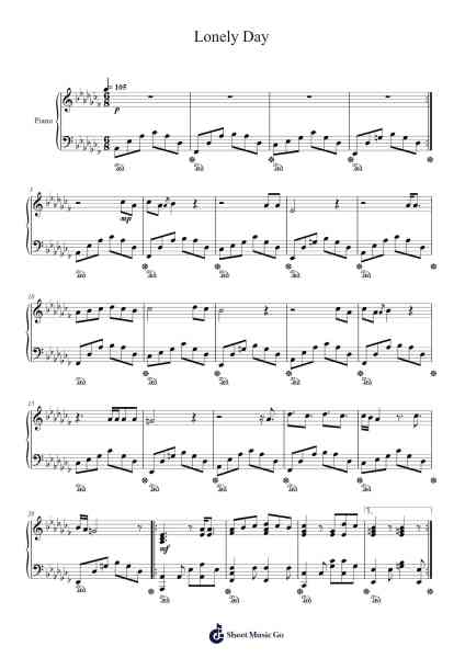 Lonely Day Sheet Music by System of a Down-Arr.Jofield