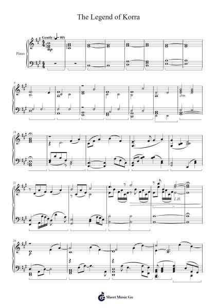 Avatar: The Legend of Korra Sheet Music by Jeremy Zuckerman-Arr.Cookeda