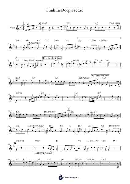 Funk In Deep Freeze Sheet Music by Hank Mobley-Arr.Elroylitt Graycia