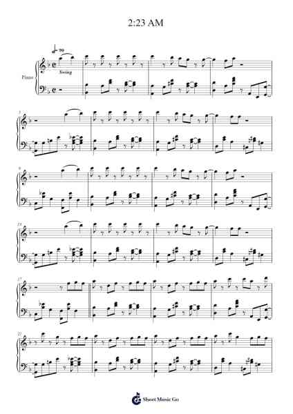 2:23 AM Sheet Music by しゃろう / Sharou-Arr.Wildech Mopold