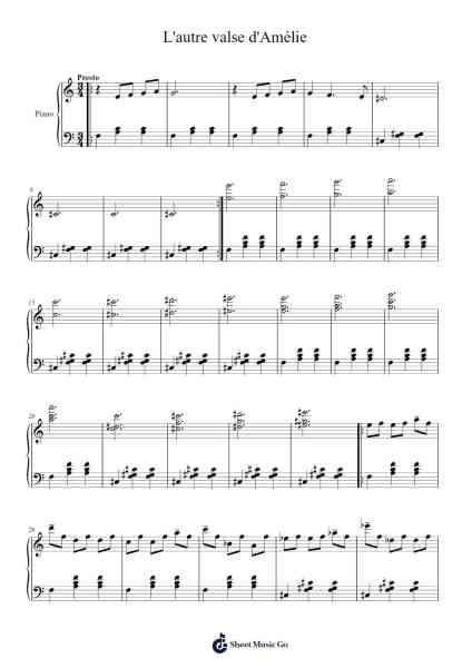 L'autre valse d'Amélie Sheet Music by Yann Tiersen-Arr.Cranethe Dougledk