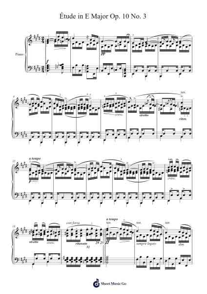 Étude in E Major, Op. 10, No. 3 "Tristesse" Sheet Music by Frédéric François Chopin-Arr.Smithmuel Jorwolf