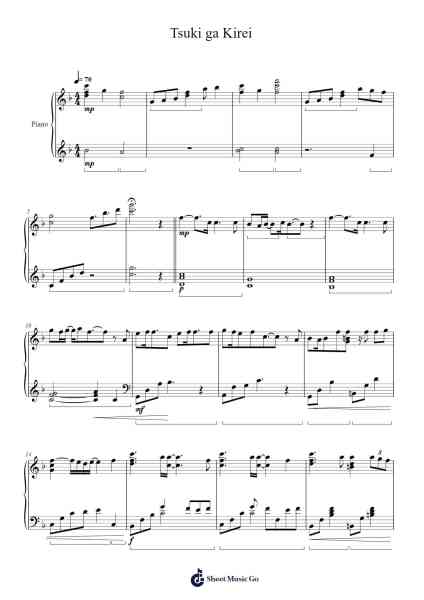 Tsuki ga Kirei Sheet Music by Nao Toyama-Arr.Chloepole