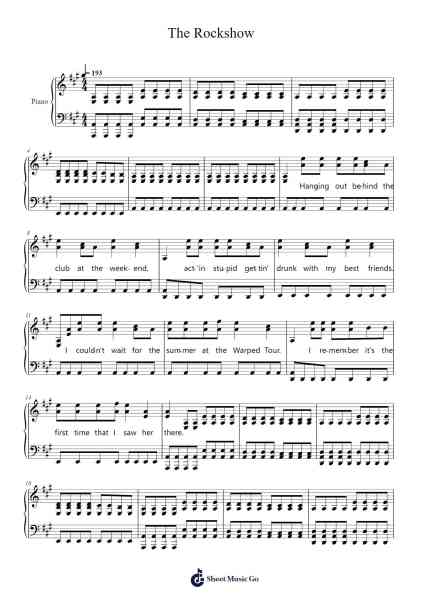 The Rockshow Sheet Music by Blink-182-Arr.Thompze