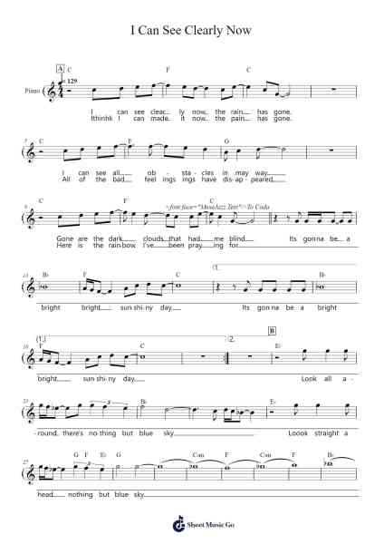 I Can See Clearly Now Sheet Music by Jimmy Cliff-Arr.Phisan Lionelphy