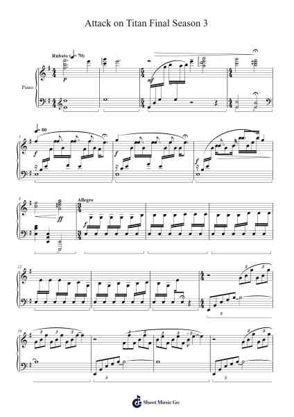Attack on Titan Final Season 3 Sheet Music by Hiroyuki Sawano-Arr.Humbryce Vanral