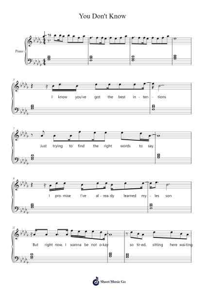 You Don't Know Sheet Music by Katelyn Tarver-Arr.Gabe Prittdair