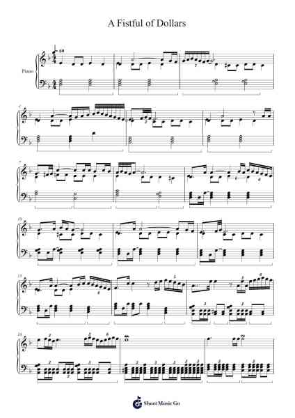 A Fistful of Dollars - Main Theme Sheet Music by Ennio Morricone-Arr.Ogreen Belker
