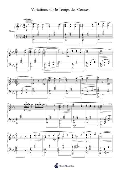Variations sur le Temps des Cerises Sheet Music by Jérémie Rocher-Arr.Dondike Caevier