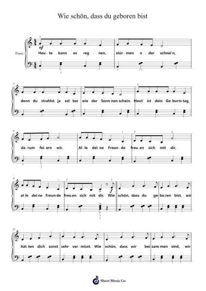 Wie schön, dass du geboren bist Sheet Music by Rolf Zuckowski-Arr.Frebert