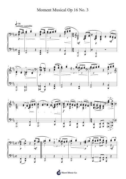 Moment Musical Op. 16 No. 3 in B Minor Sheet Music by Sergei Rachmaninoff-Arr.Trutor Hubno