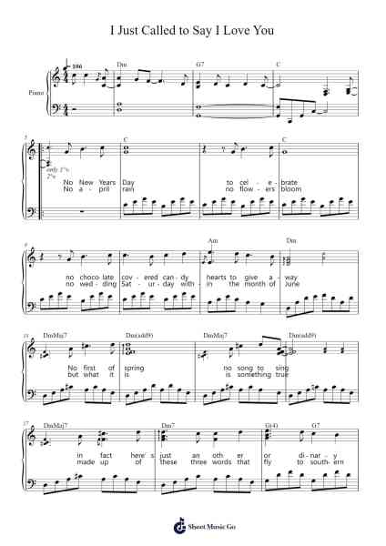 I Just Called to Say I Love You Sheet Music by Stevie Wonder-Arr.Crichriet Hawreen