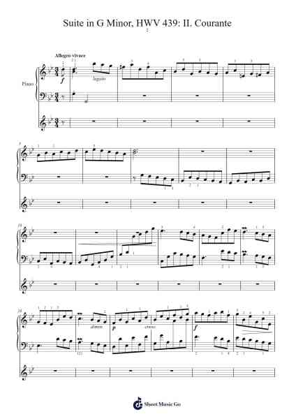 Suite in G Minor, HWV 439: II. Courante Sheet Music by Georg Friedrich Händel-Arr.Ogrite Samptian