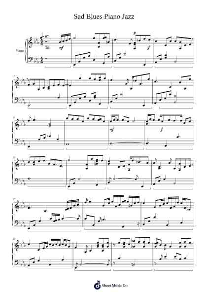 Sad Blues Piano Jazz Sheet Music by Misc tunes-Arr.Make