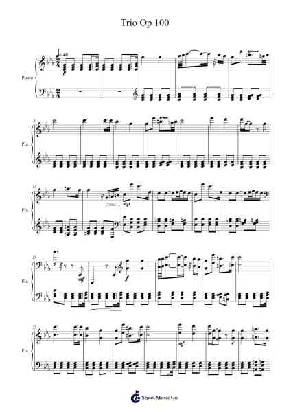 Piano Trio No. 2 in E-flat major, D. 929: II. Andante con moto - Op. 100 Sheet Music by Franz Schubert-Arr.Blithediah