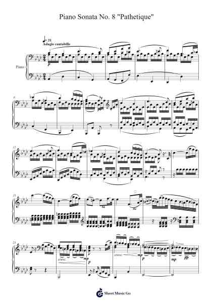 Piano Sonata No. 8 "Pathetique" in C Minor, Op. 13: II. Adagio cantabile Sheet Music by Ludwig van Beethoven-Arr.Blitheclough