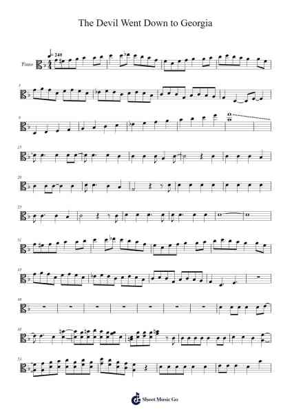 The Devil Went Down to Georgia Sheet Music by The Charlie Daniels Band-Arr.Odewyatt