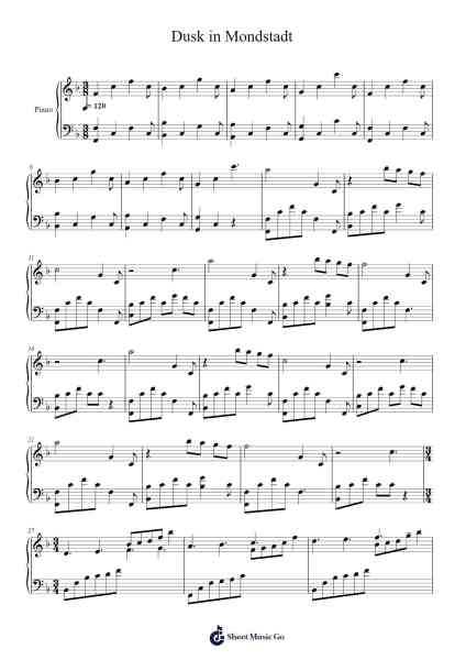 Dusk in Mondstadt Sheet Music by -Arr.Whitether
