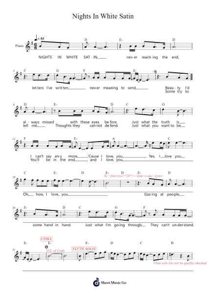 Nights In White Satin Sheet Music by Justin Hayward-Arr.Hudcie Rhoclark