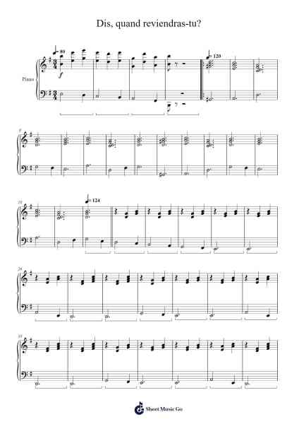 Dis, quand reviendras-tu? Sheet Music by Barbara-Arr.Gilphia