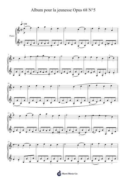 Album for the Young, Op. 68, No. 5 "Little Piece" Sheet Music by Robert Schumann-Arr.Cliffcam Whbill