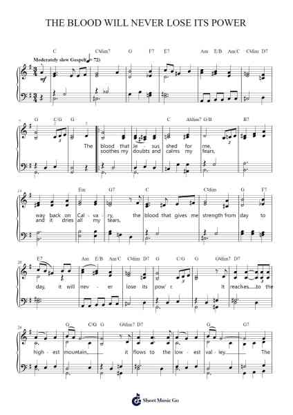 The Blood Will Never Lose Its Power Sheet Music by Andraé Crouch-Arr.Swinfred Clarkdiah