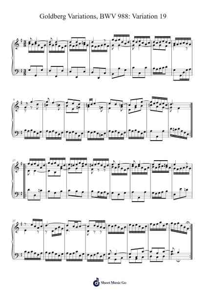 The Goldberg Variations, BWV 988: Variation 19 Sheet Music by J.S. Bach-Arr.Stilwald Mollswift