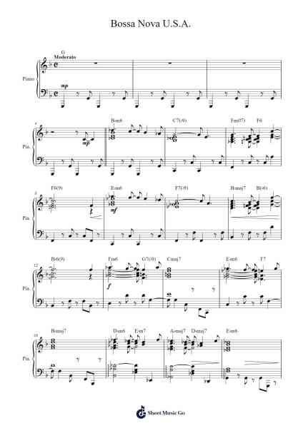 Bossa Nova U.S.A. Sheet Music by The Dave Brubeck Quartet-Arr.Davehan