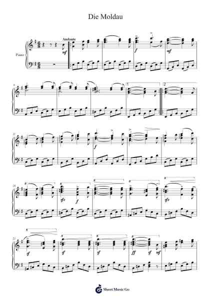 Die Moldau Sheet Music by Bedrich Smetana-Arr.Ribloor