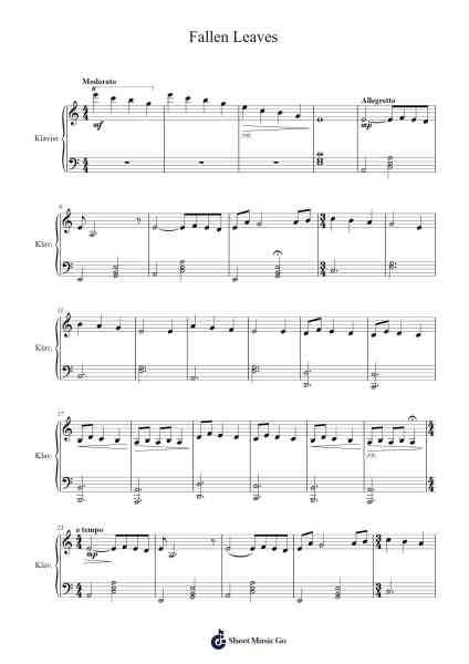 Fallen Leaves Sheet Music by Brianhall Guyfinn-Arr.Jeffhy Lionelmatt