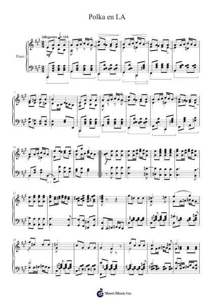 Polka en LA Sheet Music by Bedřich Smetana-Arr.Louiste