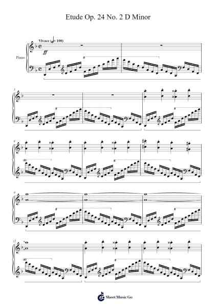 Etude Op. 24 No. 2 D Minor Sheet Music by J. Y. Kim-Arr.Carlphrey