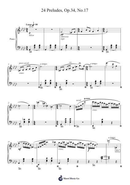 24 Preludes, Op. 34, No. 17 Sheet Music by Dmitri Shostakovich-Arr.Charalph