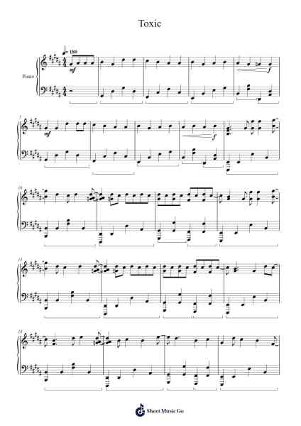 Toxic Sheet Music by BoyWithUke-Arr.Ausdam Pukin